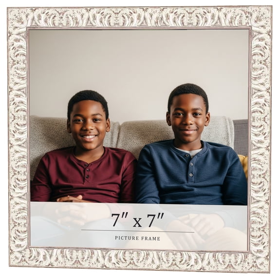 7x7 Frame White Real Wood Picture Frame Width 1.5 inches | Interior Frame Depth 0.5 inches | Aurora