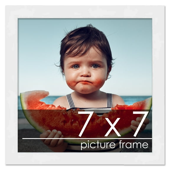 7x7 Frame White Wood Picture Square Frame - Picture Frame Includes UV Acrylic, Foam Board Backing, & Hanging Hardware!