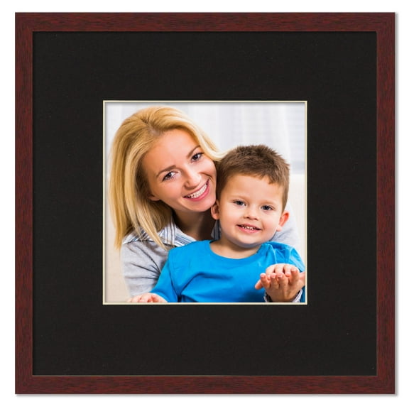 7x7 Frame with Mat - Brown 10x10 Frame Wood Made to Display Print or Poster Measuring 7 x 7 Inches