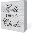 thumbnail image 1 of 7x7 IN Home Decor Hello Sweet Cheeks Bathroom Sign with Saying Desk Decor,Modern Toilet Box Sign Wood Plaque Block Sign Farmhouse Home Guest Restroom Decor Wooden Box Sign, 1 of 6