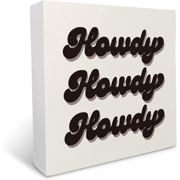 7x7 IN Howdy Sign Western Boho Wooden Box Sign, Brown Preppy Boho Western Room Decoration Decor, Cowboy Cowgirl Western Bedroom Home Decor Wall Shelf Table Wooden Block Plaque Desk Decor