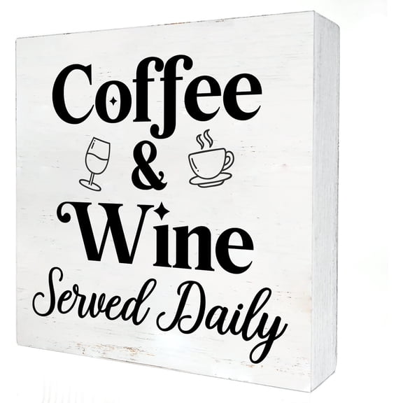 7x7 IN Modern Kitchen Wooden Box Sign with Saying Desk Decor Served Daily Kitchen Box Sign Wood Plaque Block Sign Rustic Home Decor