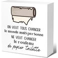 7x7 Inch Funny Barthroom Wood Block Signs Minimalist Toilet Humorous