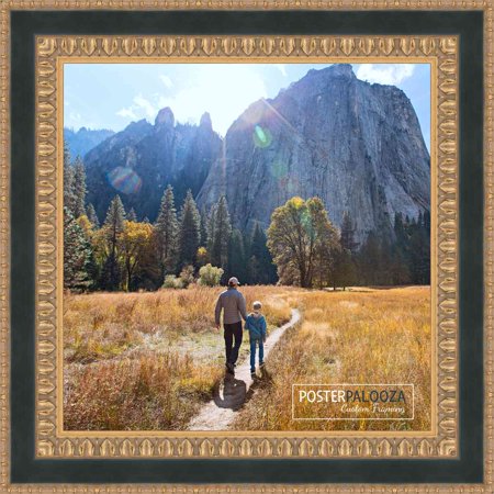 7x7 Ornate Gold Complete Wood Square Picture Frame with UV Acrylic, Foam Board Backing, & Hardware