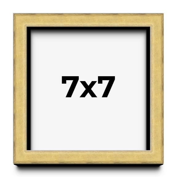 7x7 Shadow Box Frame Gold | 1.375 Inches Deep Real Wood Contemporary Shadowbox Display Frame | UV