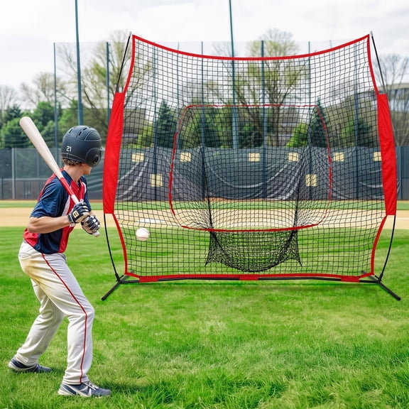 7x7 ft Baseball Net Softball Practice Net with Carry Bag, Portable Pitching Hitting Batting Catching Throwing Net Toss Backstop Training Aids