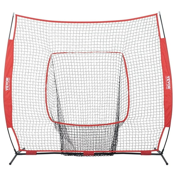 7x7 ft Baseball Softball Practice Net, Portable Baseball Training Net for Hitting Batting Catching Pitching, Backstop Baseball Equipment Training Aids with Carry Bag and Strike Zone