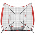 thumbnail image 1 of 7x7 ft Baseball Softball Practice Net, Portable Baseball Training Net for Hitting Catching Pitching, Backstop Equipment with Bow Frame, Carry Bag, Strike Zone, 12 Balls, Tee, and Ball Collector, 1 of 7