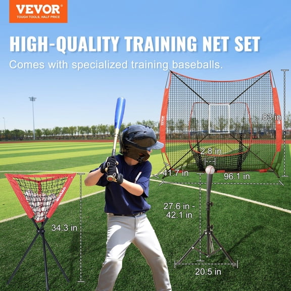 7x7 ft Baseball Softball Practice Net,Portable Baseball Training Net for Hitting Catching Pitching,Backstop Equipment with Bow Frame,Carry Bag,Strike Zone,12 Balls,Tee,and Ball Collector