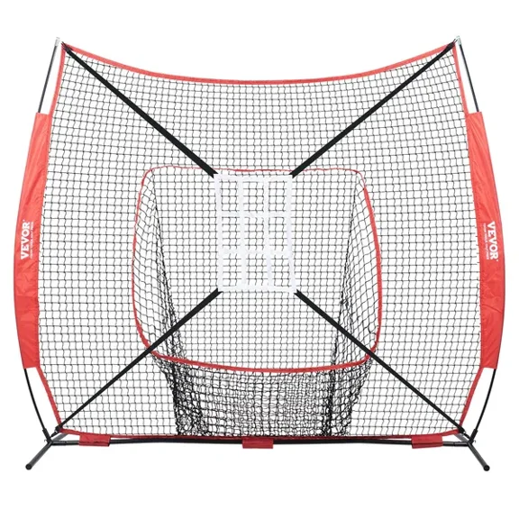 7x7 ft Baseball Softball Practice Net Portable Training Net for Hitting Catching Pitching with Bow Frame Carry Bag Strike Zone Ball Tee Ball Collector