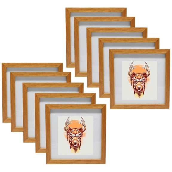 7x7 in Picture Frame Made of Oak Made to Display Pictures 4x4 with Mat or 7x7 Without Mat (10 PCS)
