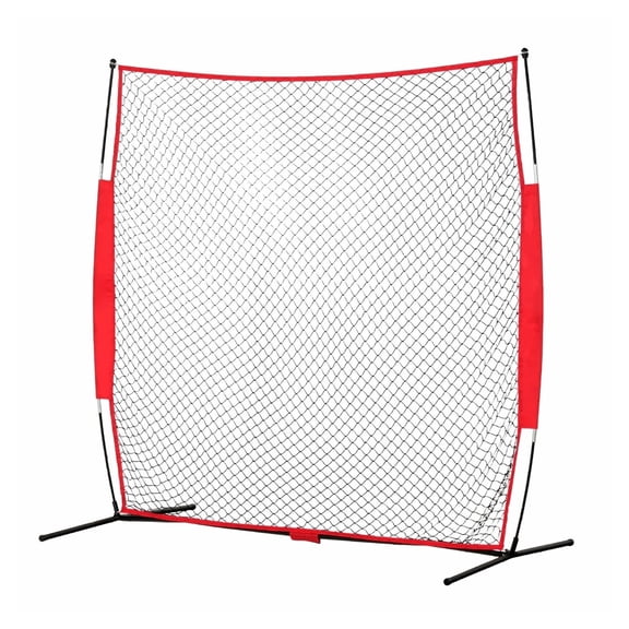 7x7ft Barricade Backstop Net, Portable Sports Netting for Baseball Softball, Lacrosse, Soccer, Protective Barrier with Carry Bag for Backyard Training