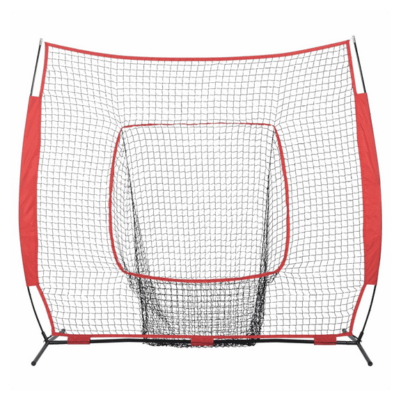 7x7ft Baseball Softball Practice Net, Portable Hitting Net for Training, Batting Cage, Pitching, Catching with Carry Bag & Strike Zone