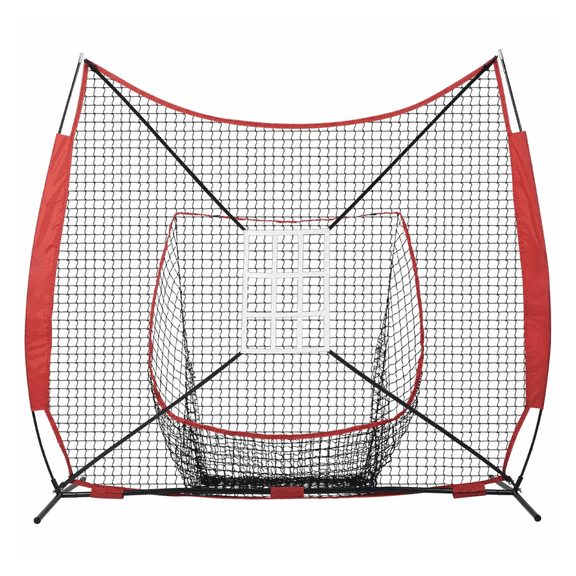 7x7ft Baseball Softball Practice Net Set - Portable Hitting, Pitching & Catching Net with Tee, Balls & Collector