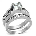 thumbnail image 1 of Womens 1 Carat Princess Cut CZ TK316 Stainless Steel Tarnish Free Wedding Ring Set - Size 9, 1 of 7