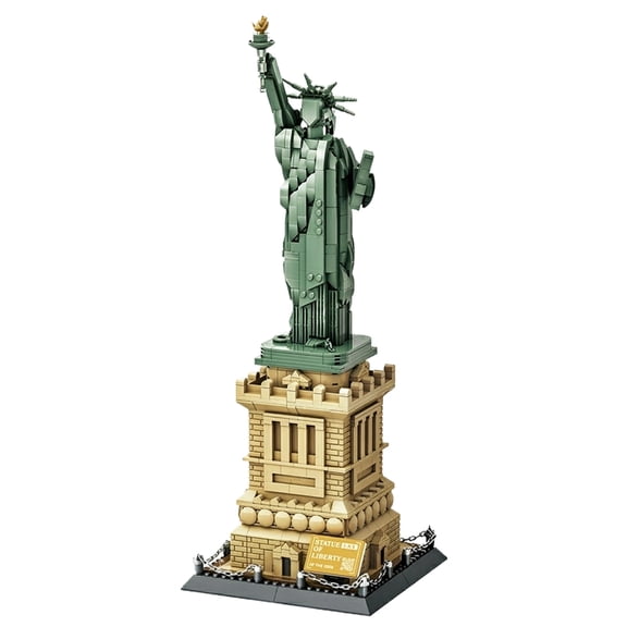 7x7x18.5" White 1409 Pcs Architectural Building Block Models, 4th of july Decor, Heavy Duty Plastic Commemorative Statue Sets, US 250Decor for Exhibition Halls, Bookshelves & Desktop Displays