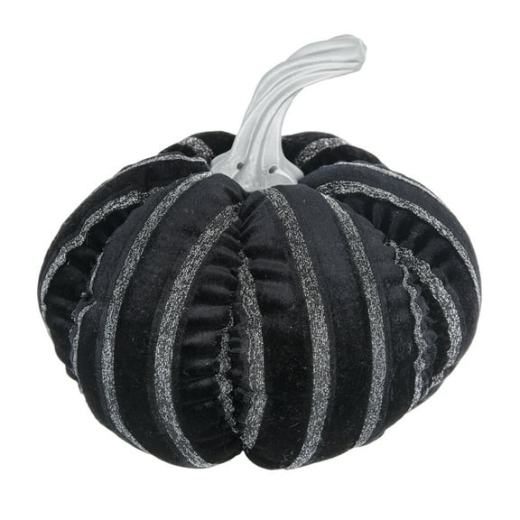 7x7x7" Fabric Black Stripe Pumpkin Decor, for Holiday Halloween Decoration