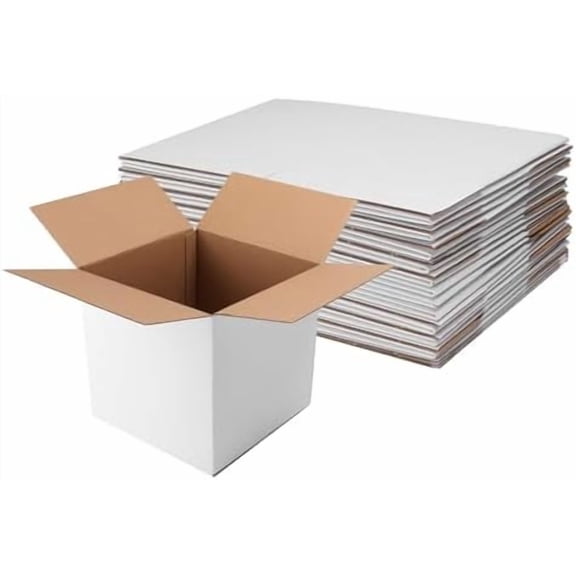 7x7x7 Shipping Boxes Set of 25, White Corrugated Cardboard Box for Small Business for Packaging Mailing