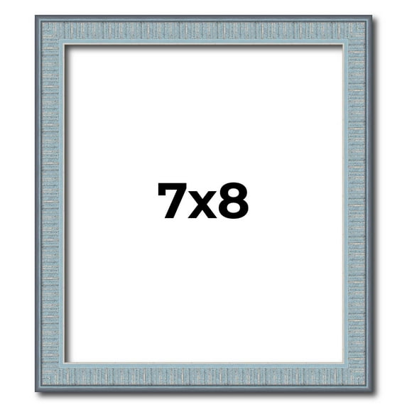 7x8 Frame Blue Scuffed Farm Board Solid Wood Picture Frame Width 0.75 Inches | Interior Depth 0.5