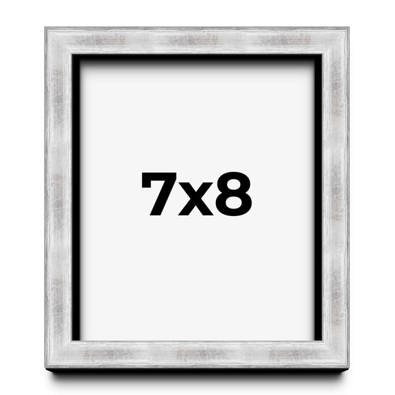 7x8 Frame Brushed Silver Solid Wood Picture Frame | 0.75 Inch Moulding Width | Rabbet Depth 0.75