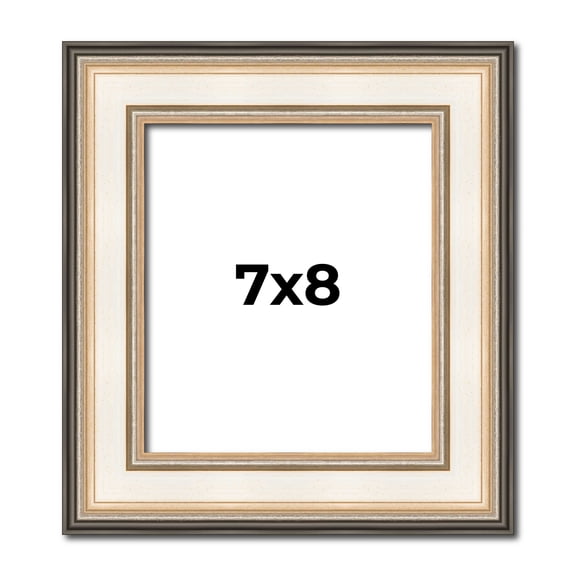 7x8 Frame Gold Silver Plein Aire 2" Inch Wide Moulding Solid Wood Picture Frame | Modena Collection