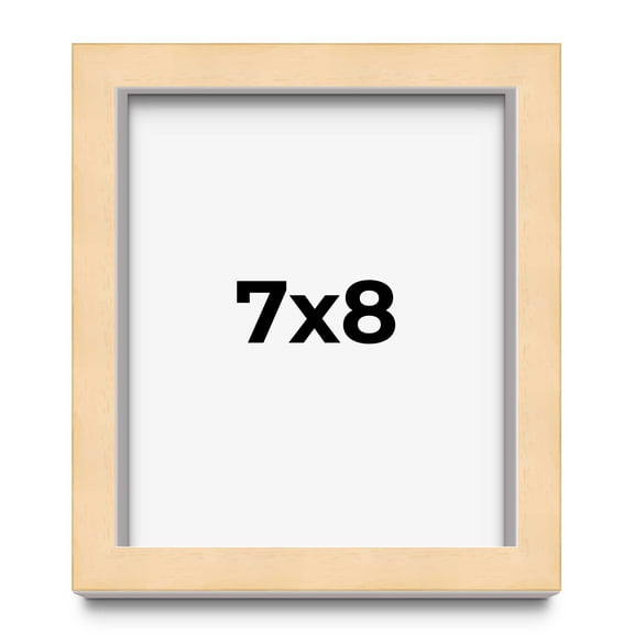 7x8 Frame Natural Wood Picture Frame | 0.75 Inch Moulding Width | with UV Acrylic Plexiglass, Foam