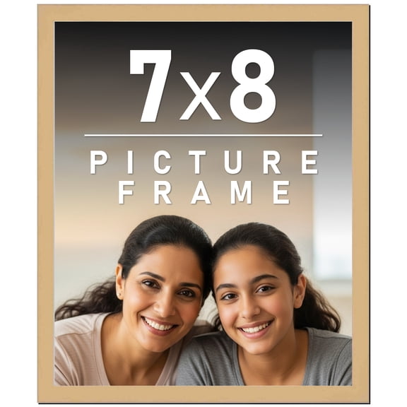 7x8 Frame Natural Wood Picture Frame | 0.75 Inch Moulding Width | with UV Acrylic Plexiglass, Foam