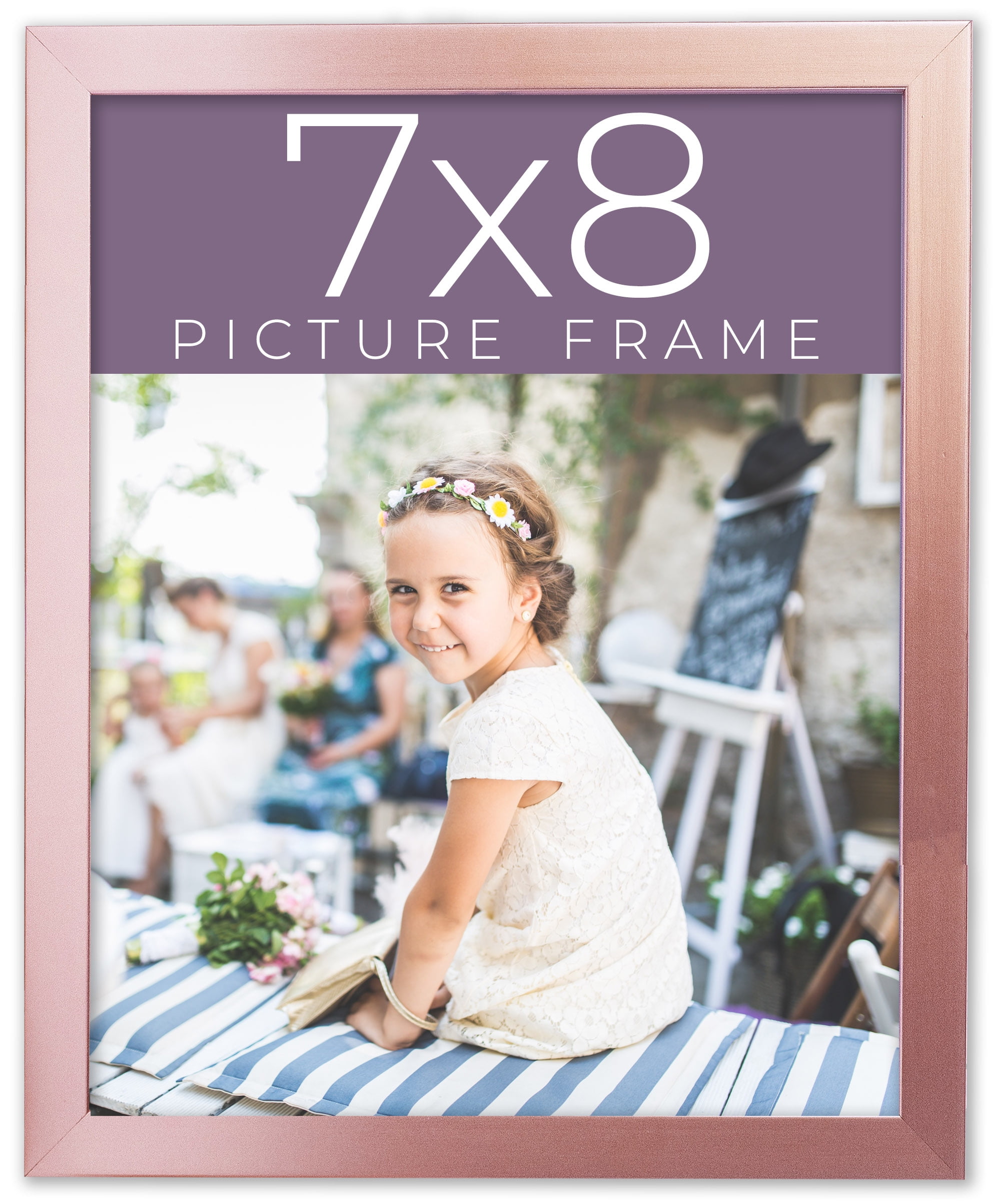 Handcrafted 7x8 Rose Gold Wooden Picture Frame with UV Resistant