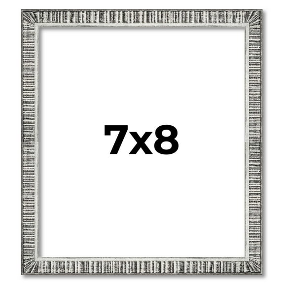 7x8 Frame Silver Grey Distressed Solid Wood Picture Frame | 0.75 Inch Moulding Width | Interior
