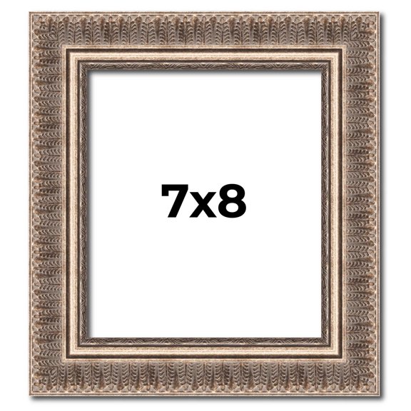 7x8 Frame Silver Harvest Ornate Solid Wood Picture Frame | 1.75 Inch Moulding Width |Mayflower