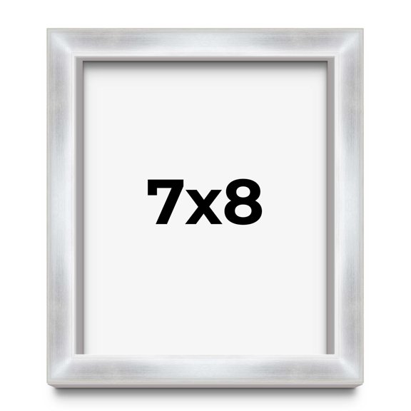 7x8 Frame Silver Whitewashed Wood Grain Solid Wood Shadow Box | 0.75 Inch Moulding Width | 0.75