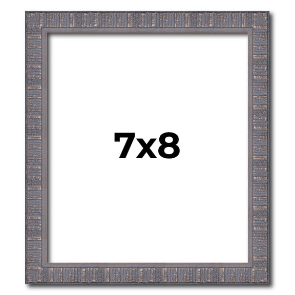 7x8 Frame Slate Blue Distressed Rustic Solid Wood Picture Frame | 0.75 Inch Moulding Width |