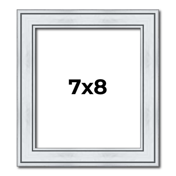 7x8 Frame Sterling Silver Solid Wood Picture Frame | 1.25 Inch Moulding Width | 0.75 Inch Interior