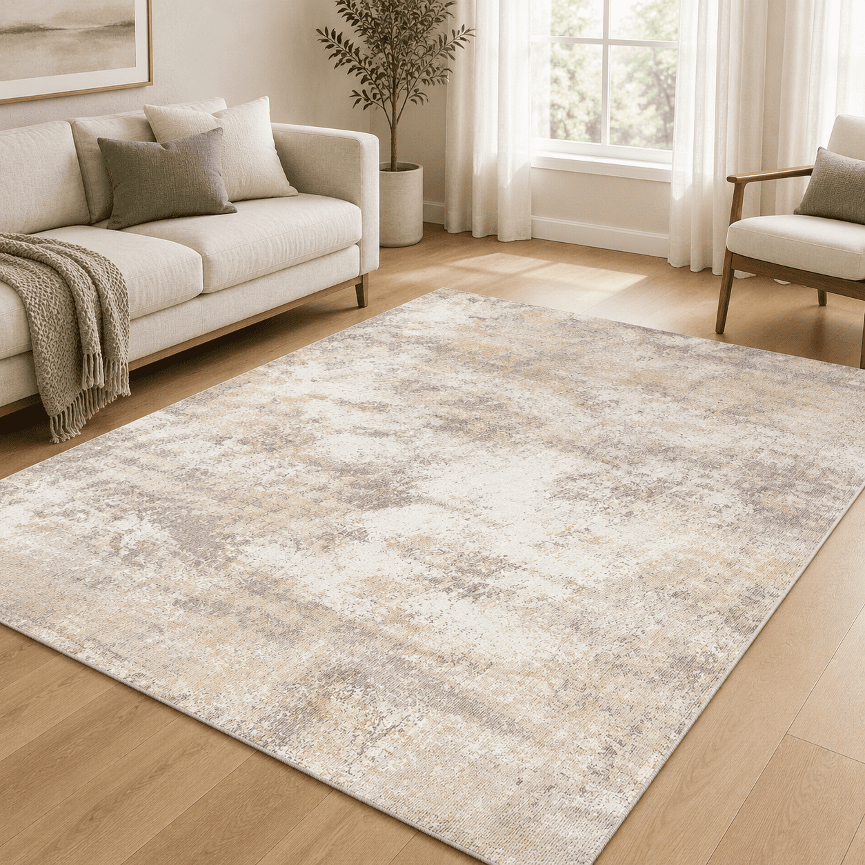 7x9 Beige Grey Abstract Area Rug - Walmart.com