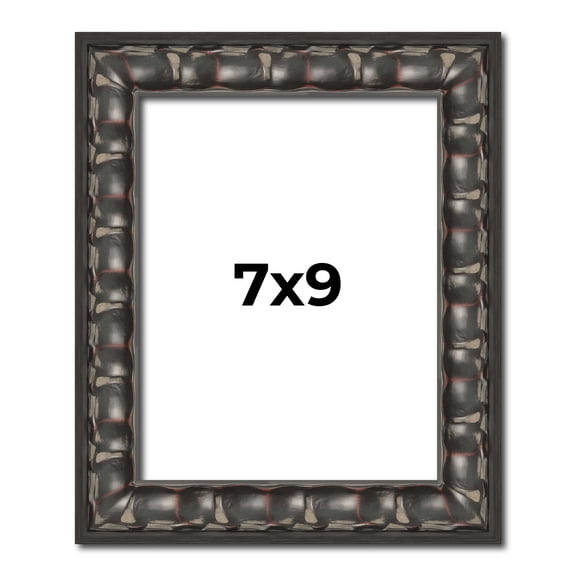 7x9 Frame Black-Brown Medieval Solid Wood Picture Frame | 1.5 Inch Moulding Width | Gotham Beveled