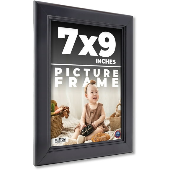 7x9 Frame Black Passaggi Solid Wood Picture Frame Width 1.5 Inches | Interior Frame Depth 0.5