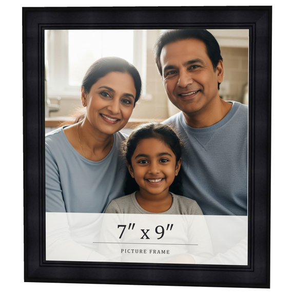 7x9 Frame Black Passaggi Solid Wood Picture Frame Width 1.5 Inches | Interior Frame Depth 0.5