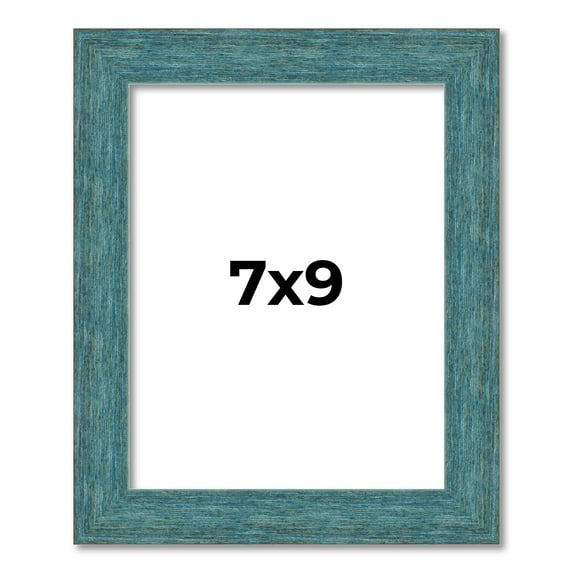 7x9 Frame Blue Rustic Barnwood Solid Wood Picture Frame Width 1.25 Inches | Interior Depth 0.5