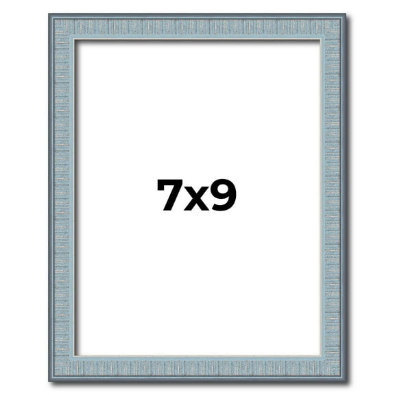 7x9 Frame Blue Scuffed Farm Board Solid Wood Picture Frame Width 0.75 Inches | Interior Depth 0.5