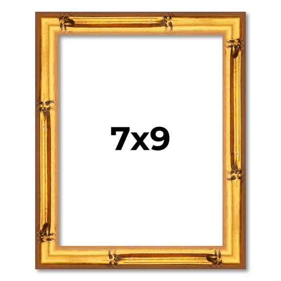 7x9 Frame Gold Bamboo Picture Frame - Complete Modern Photo Frame Includes UV Acrylic Shatter Guard