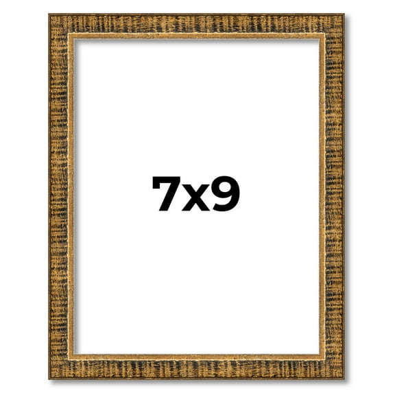 7x9 Frame Gold Kingsley Distressed Solid Wood Picture Frame Width 0.75 Inches | Interior Frame