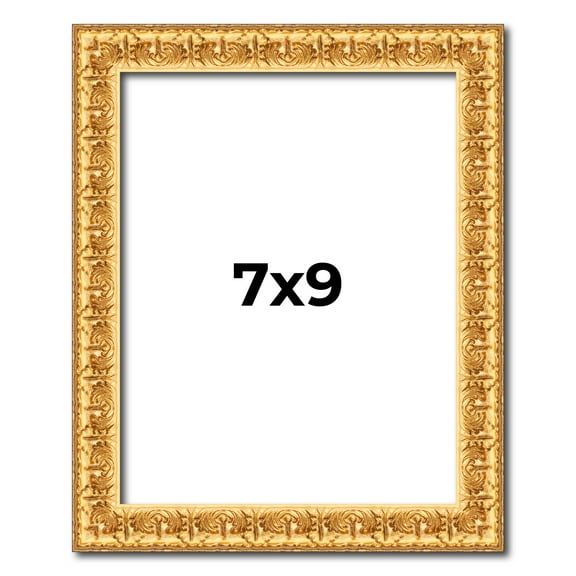 7x9 Frame Gold Real Wood Picture Frame Width 1 inches | Interior Frame Depth 0.5 inches | Edwina