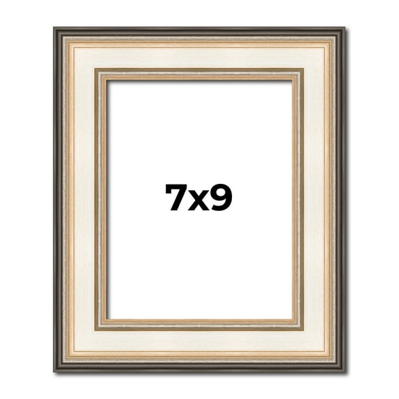 7x9 Frame Gold Silver Plein Aire 2" Inch Wide Moulding Solid Wood Picture Frame | Modena Collection