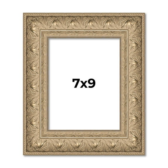 7x9 Frame Ornate Silver Beaded Solid Wood Picture Frame Width 2.5 Inches | Interior Depth 1 Inches