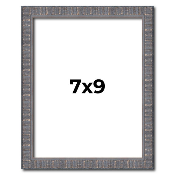 7x9 Frame Slate Blue Distressed Rustic Solid Wood Picture Frame | 0.75 Inch Moulding Width |