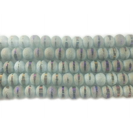 7x9mm 72 Beads Light Gray Frosted Glass Rondelles With Ab Stripe Style C Genuine Gemstone Natural Jewelry Making