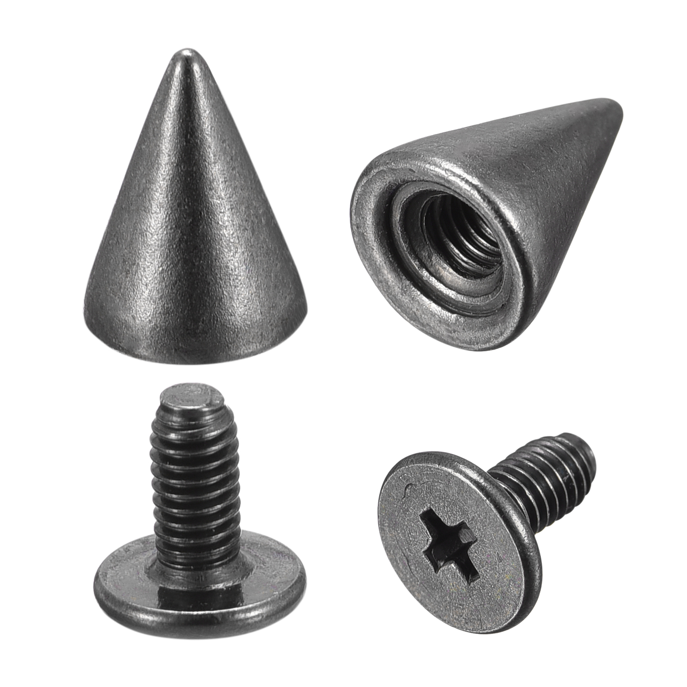 7x9mm Screw Back Stud Rivets Spikes Zinc Alloy Dark Gray 50 Sets ...