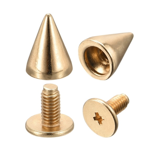 7x9mm Screw Back Stud Rivets Spikes Zinc Alloy Gold Tone 50 Sets