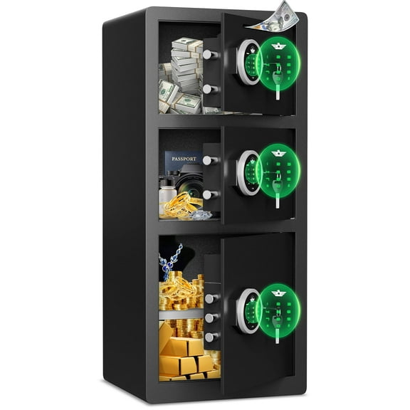 8.0 Cu ft Large Safe Box Fireproof Waterproof, Money Safe With Mute Function and LED Light, Digital KeypadHome Safes with Deposit Slot & Triple Alarm System,Security Box for Money Valuables