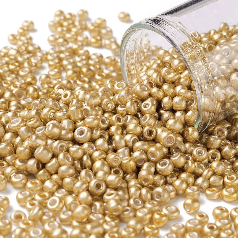8/0 Glass Seed Beads Metallic Colours style Round golden 8/0 3mm Hole: 1mm 10000pcs/pound